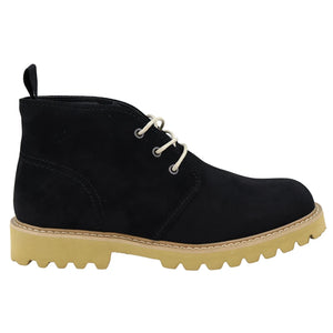 Mens Casual Hiking Boots Jeans Laced Ankle Suede Chukka - Black - Elong - 7
