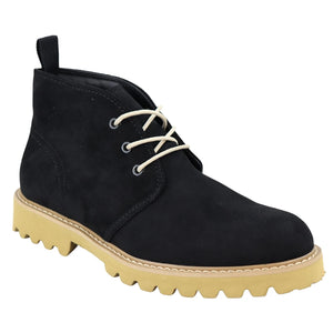 Mens Casual Hiking Boots Jeans Laced Ankle Suede Chukka - Black - Elong - 9