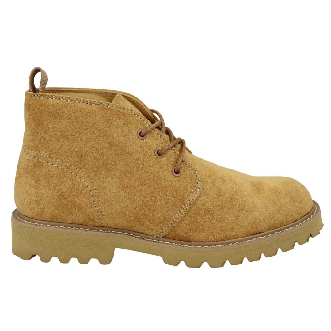 Mens Casual Hiking Boots Jeans Laced Ankle Suede Chukka - Camel - Elong - 1