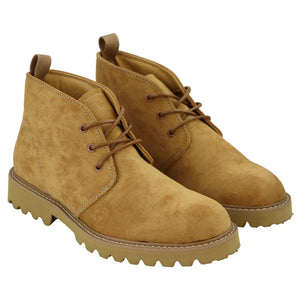 Mens Casual Hiking Boots Jeans Laced Ankle Suede Chukka - Camel - Elong - 2