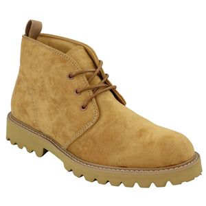 Mens Casual Hiking Boots Jeans Laced Ankle Suede Chukka - Camel - Elong - 3