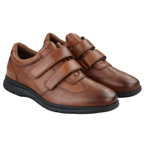 Buty męskie casual wsuwane z zapięciem na pasek do chodzenia sportowe - Brązowy - Elong - 8