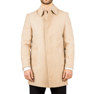 Płaszcz męski z domieszką wełny z klasycznym kołnierzem - Beżowy - TruClothing.com - 15