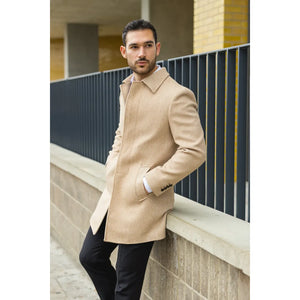 Płaszcz męski z domieszką wełny z klasycznym kołnierzem - Beżowy - TruClothing.com - 16