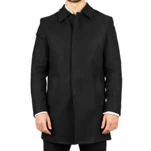 Płaszcz męski z domieszką wełny z klasycznym kołnierzem - Czarny - TruClothing.com - 22
