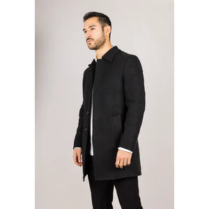 Płaszcz męski z domieszką wełny z klasycznym kołnierzem - Czarny - TruClothing.com - 25
