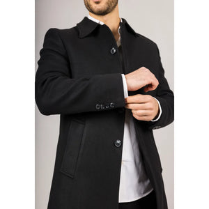 Płaszcz męski z domieszką wełny z klasycznym kołnierzem - Czarny - TruClothing.com - 26