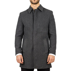 Płaszcz męski z domieszką wełny z klasycznym kołnierzem - Szary - TruClothing.com - 1