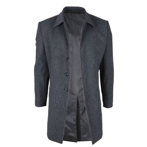 Płaszcz męski z domieszką wełny z klasycznym kołnierzem - Szary - TruClothing.com - 3