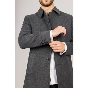 Płaszcz męski z domieszką wełny z klasycznym kołnierzem - Szary - TruClothing.com - 5