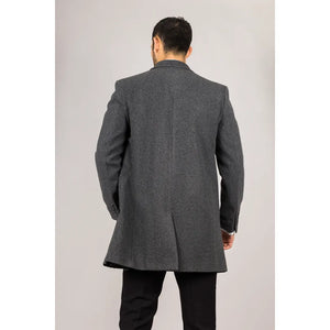 Płaszcz męski z domieszką wełny z klasycznym kołnierzem - Szary - TruClothing.com - 7