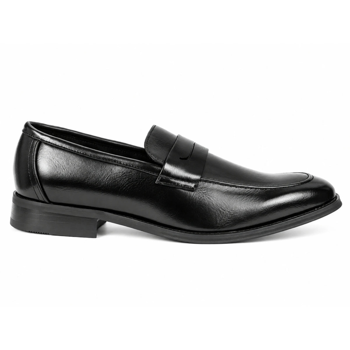 Klassische Loafer für Herren aus veganem Kunstleder zum Hineinschlüpfen mit Sattelriemen - Schwarz - John White - 1