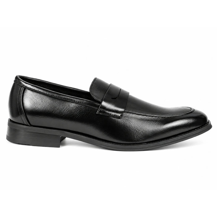 Men's Classic Vegan Leather Slip-On Saddle Strap Loafers - Black - John White - 1