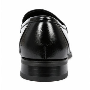 Klassische Loafer für Herren aus veganem Kunstleder zum Hineinschlüpfen mit Sattelriemen - Schwarz - John White - 5