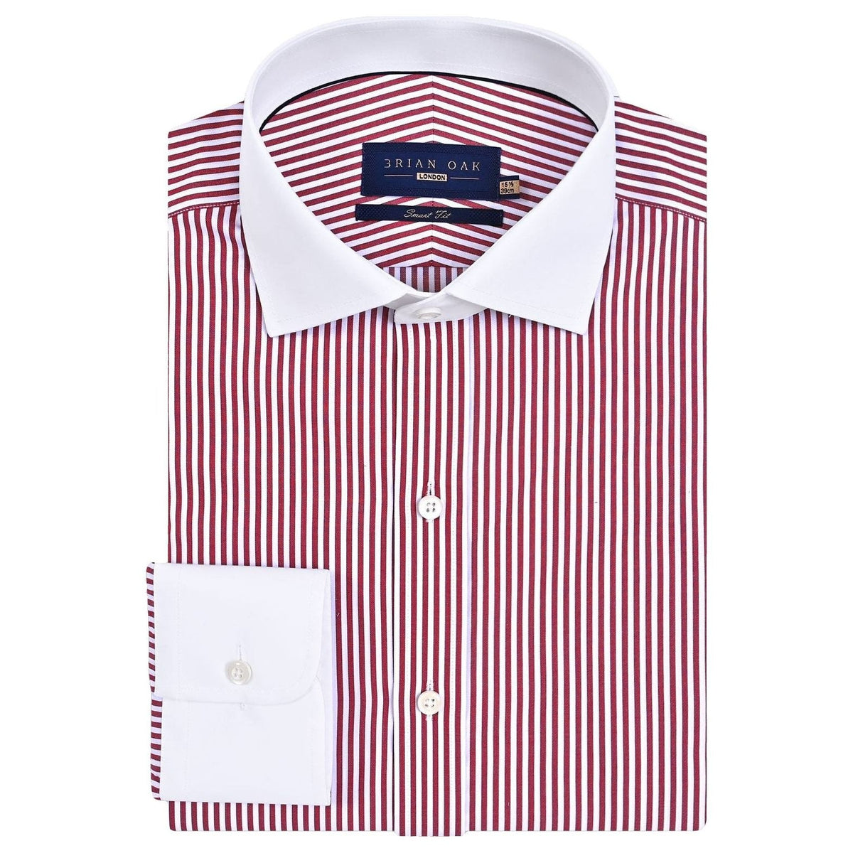 Camisa formal rayada burdeos cuello contrastante hombre - Brian Oak - 1