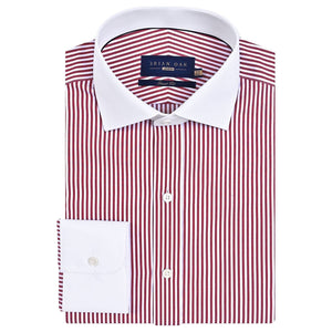 Camisa formal rayada burdeos cuello contrastante hombre - Brian Oak - 1