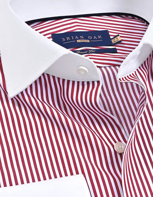 Camisa formal rayada burdeos cuello contrastante hombre - Brian Oak - 2