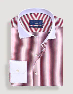 Camisa formal rayada burdeos cuello contrastante hombre - Brian Oak - 3