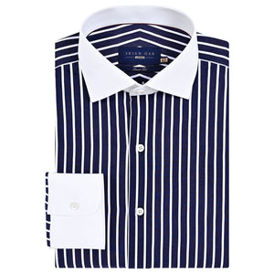 Camisa rayas azul marino cuello contraste hombre - Brian Oak - 1