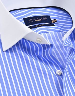 Camisa formal rayas azul cuello contraste hombre - Brian Oak - 2