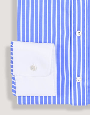 Camisa formal rayas azul cuello contraste hombre - Brian Oak - 4