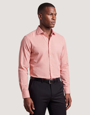 Camisa Formal Cuadros Rosa Coral Algodón Hombre - Brian Oak - 2