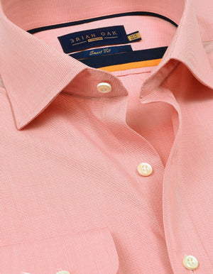 Camisa Formal Cuadros Rosa Coral Algodón Hombre - Brian Oak - 4
