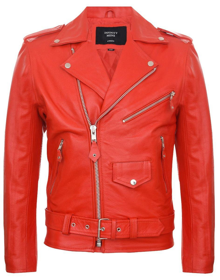 Herrenjacke 100% Echtleder Rindsleder Biker Jacke Brando Stil Preis - Infinity Leather - 1