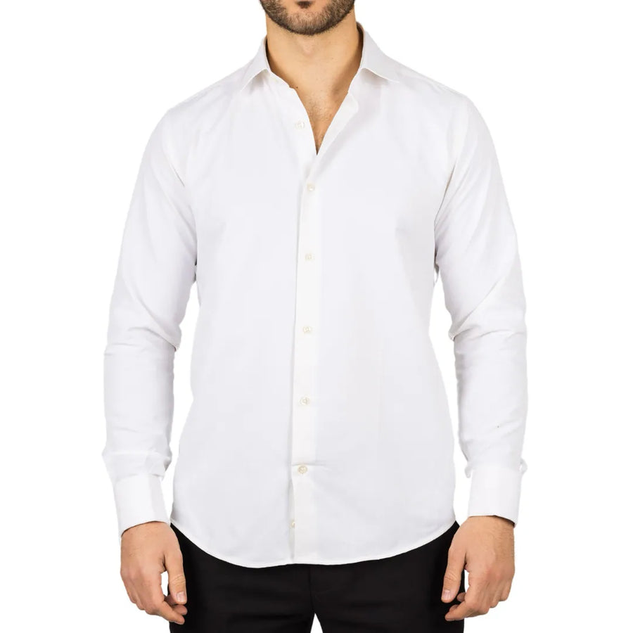 Koszula męska kremowa Oxford z podwójnymi mankietami - TruClothing.com - 1