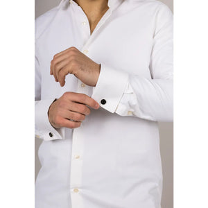 Koszula męska kremowa Oxford z podwójnymi mankietami - TruClothing.com - 3
