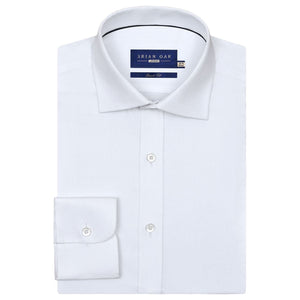 Men's Easy Care Textured White Dress Shirt - Brian Oak - 1