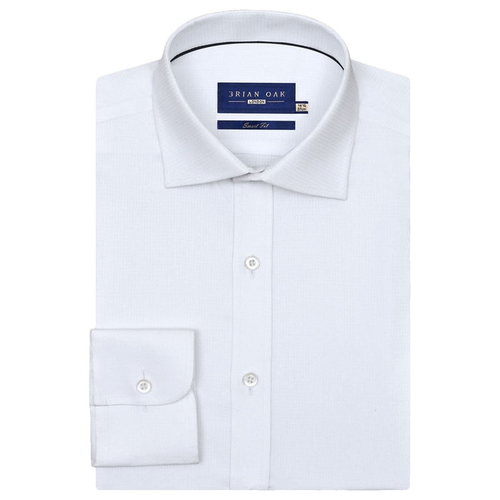Men's Easy Care Textured White Dress Shirt - Brian Oak - 1