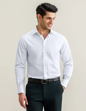 Men's Easy Care Textured White Dress Shirt - Brian Oak - 2
