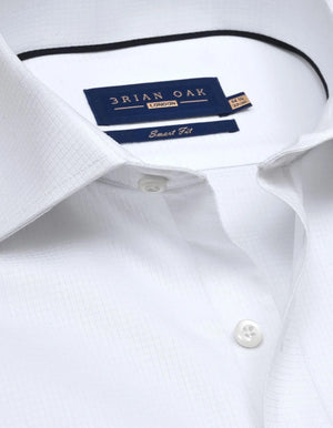 Men's Easy Care Textured White Dress Shirt - Brian Oak - 3