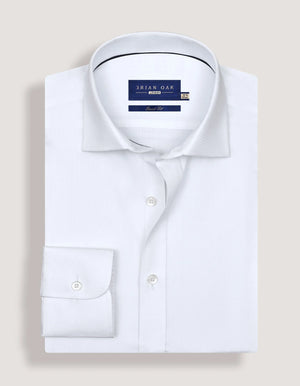 Men's Easy Care Textured White Dress Shirt - Brian Oak - 4