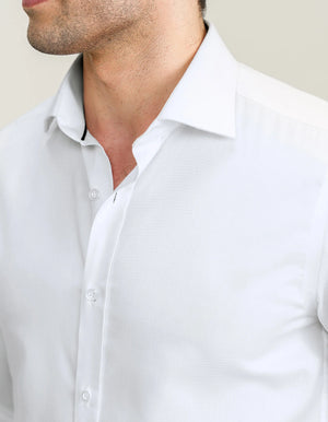 Men's Easy Care Textured White Dress Shirt - Brian Oak - 5
