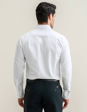 Men's Easy Care Textured White Dress Shirt - Brian Oak - 6