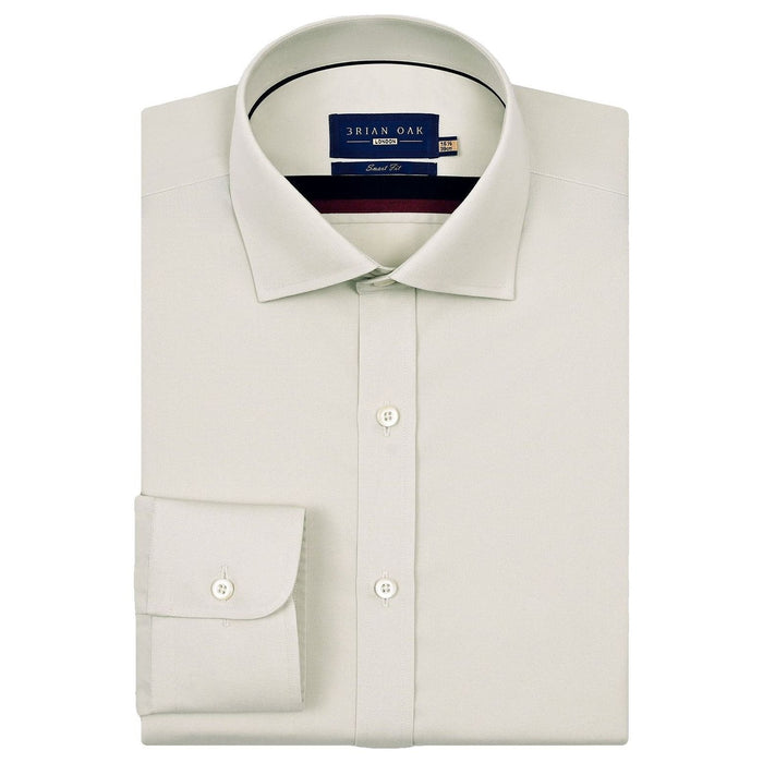 Men's Easy Iron Beige Dress Shirt - Brian Oak - 1