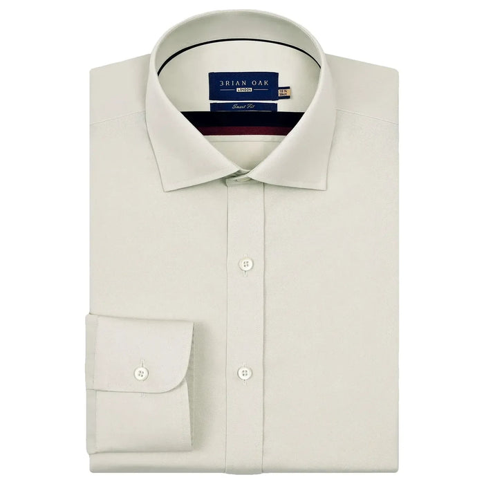 Men's Easy Iron Beige Dress Shirt - Brian Oak - 1