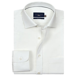 Men's Easy Iron Off White Dress Shirt - Brian Oak - 1