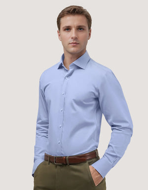 Men's Easy Iron Sky Blue Dress Shirt - Brian Oak - 2