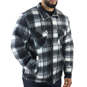 Pull chemise pour homme doublure polaire fourrée et zippée style bucheron avec carreaux pour l'hiver - Vert - TruClothing.com - 10