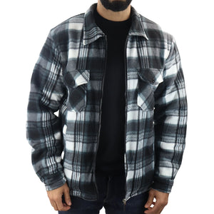 Pull chemise pour homme doublure polaire fourrée et zippée style bucheron avec carreaux pour l'hiver - Vert - TruClothing.com - 11