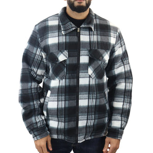 Pull chemise pour homme doublure polaire fourrée et zippée style bucheron avec carreaux pour l'hiver - Vert - TruClothing.com - 7