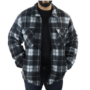 Pull chemise pour homme doublure polaire fourrée et zippée style bucheron avec carreaux pour l'hiver - Gris - TruClothing.com - 4