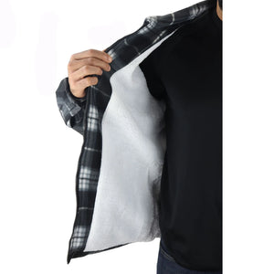 Pull chemise pour homme doublure polaire fourrée et zippée style bucheron avec carreaux pour l'hiver - Gris - TruClothing.com - 5