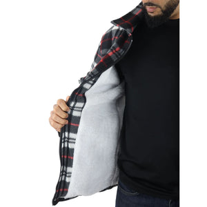Pull chemise pour homme doublure polaire fourrée et zippée style bucheron avec carreaux pour l'hiver - Rouge - TruClothing.com - 32