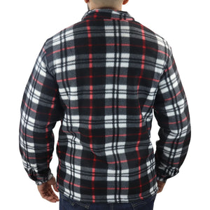 Pull chemise pour homme doublure polaire fourrée et zippée style bucheron avec carreaux pour l'hiver - Rouge - TruClothing.com - 33