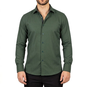Men's Forest Green Double Cuff Oxford Shirt - TruClothing.com - 1