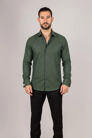 Men's Forest Green Double Cuff Oxford Shirt - TruClothing.com - 3